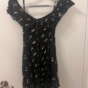 Black floral dress with button details, worn once